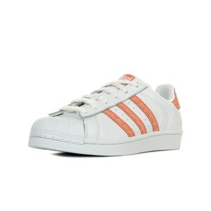 Adidas Superstar Sneakers – White with Coral Stripes – Women’s Size 6
